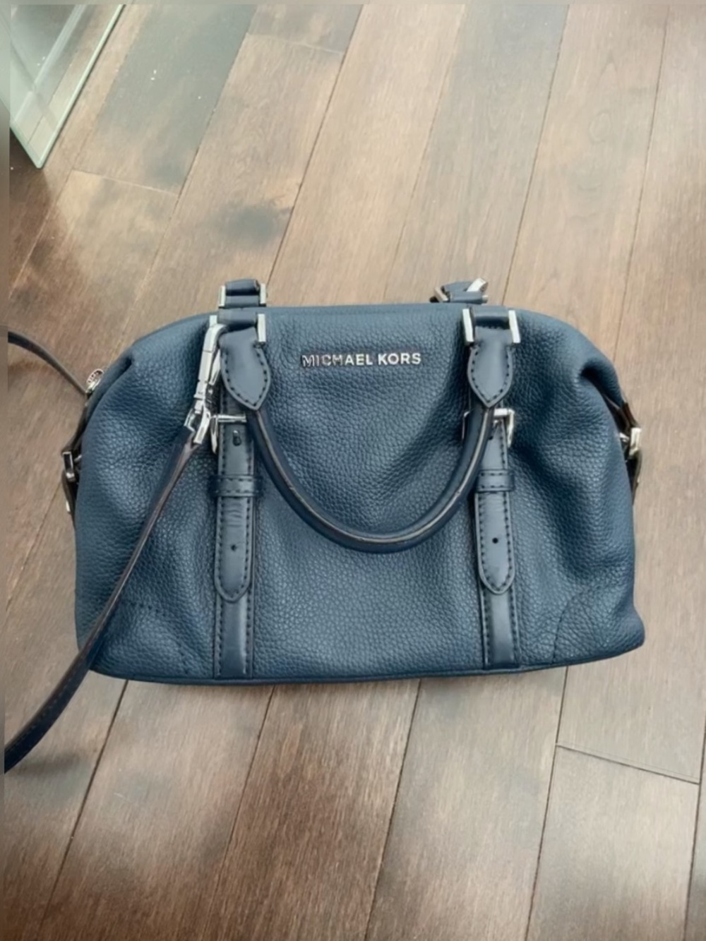 Michael Kors Navy Pebbled Leather Satchel Bag